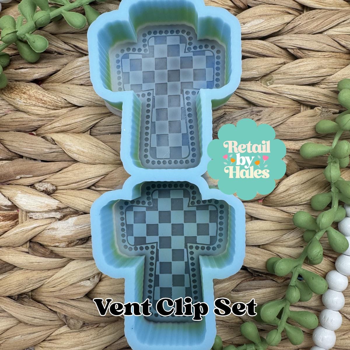 Checkerboard Cross Vent Clip Freshie Mold, for easter, car freshie cross mold, cross easter mold for bath bombs, easter freshie