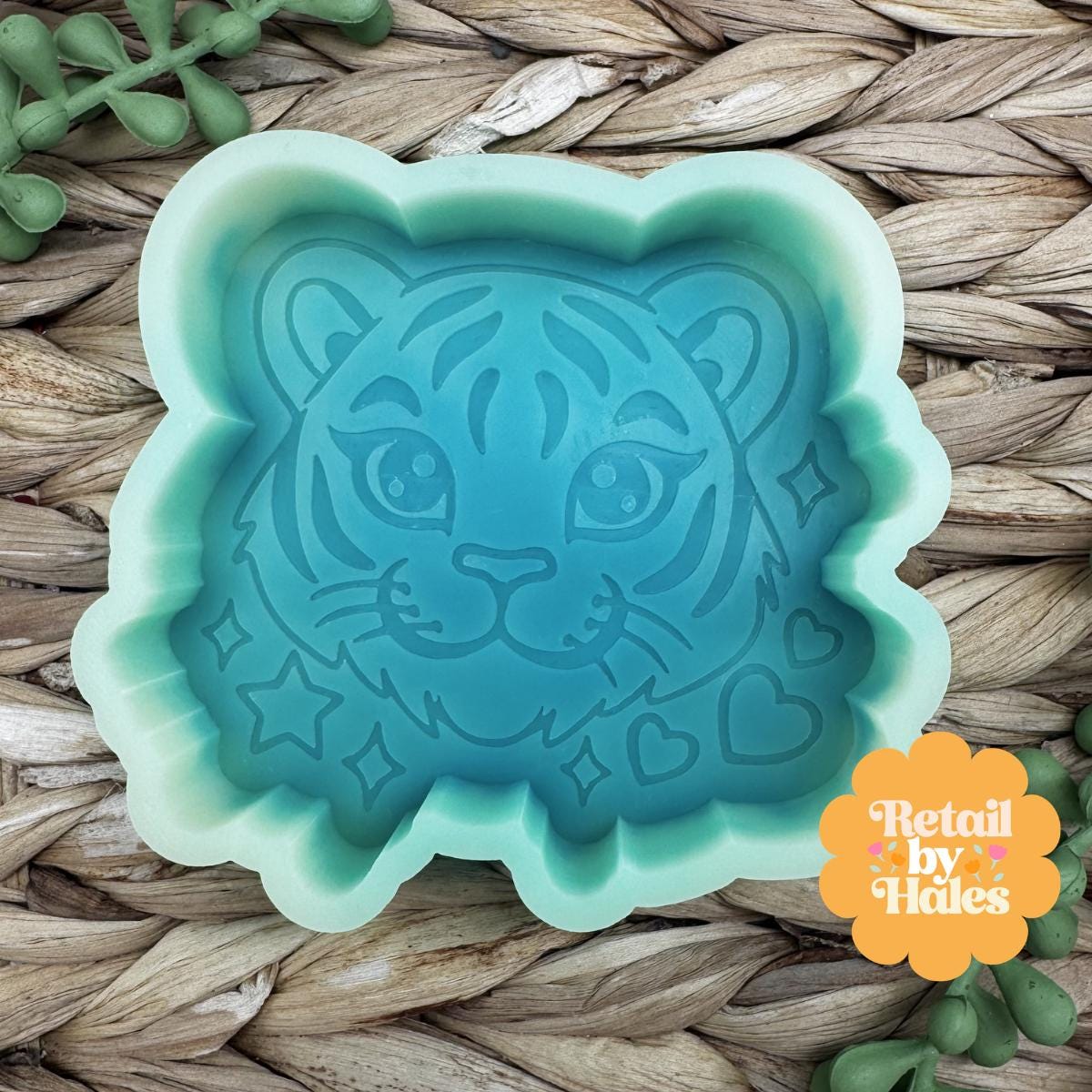 Tiger with Stars Freshie Mold, Retro Freshie Mold, Lisa Freshie Mold, Rainbow Tiger Freshie Mold, Tiger Soap Mold, Heat Safe Tiger Mold