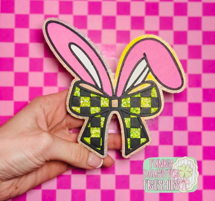 Bow with Bunny Ears Freshie Mold, Easter Freshie Mold, Bunny soap mold, bunny ear wax mold, rabbit freshie mold, easter bow soap mold,