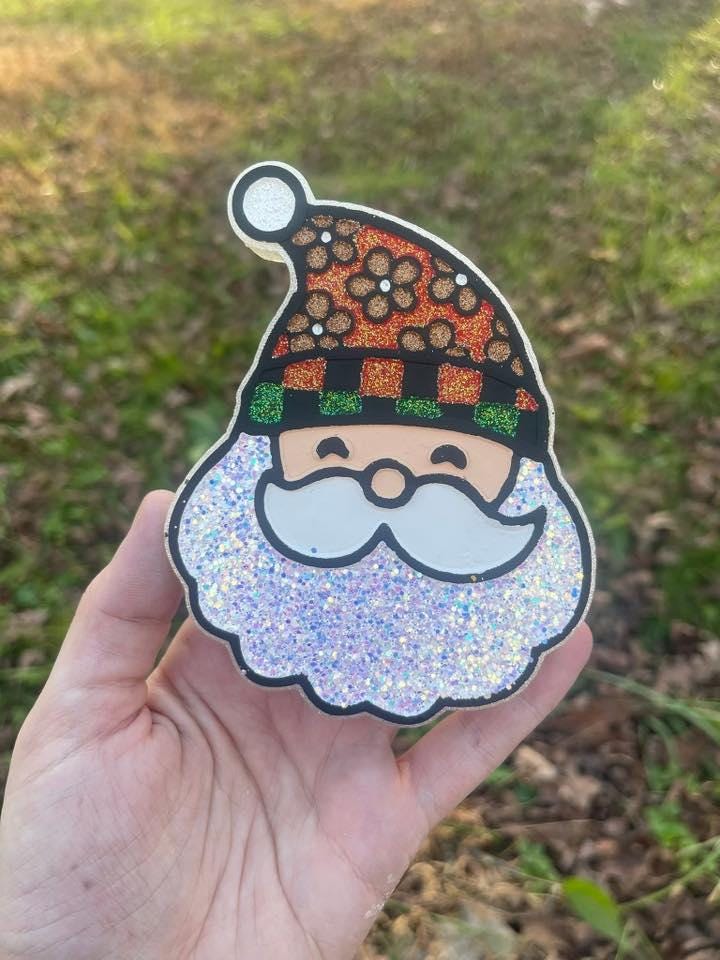 Santa Floral Freshie Mold, Christmas freshie mold, santa claus silicone mold, Cute Santa mold, retro santa face mold, retro santa hat freshi