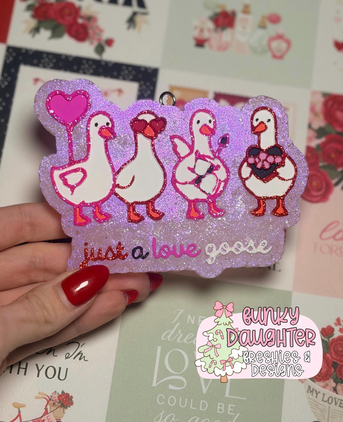 Just a Love Goose Freshie Mold, valentine's day goose soap mold, goose freshie mold, valentine freshie mold, just a valentine's day goose