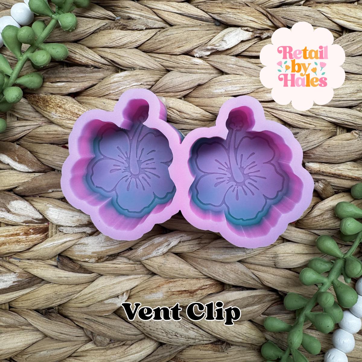 Hibiscus Vent Clip Freshie Mold, Flower Freshie Mold, Summer Freshie Mold, Tropical Freshie Mold, Flower Soap Mold, Flower Wax Mold