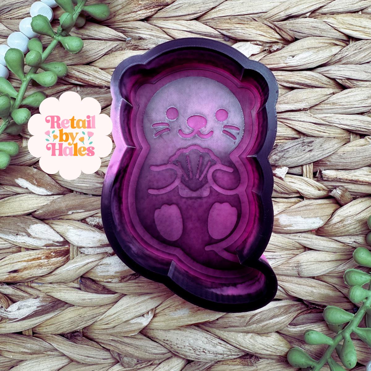 Otter with Shell Freshie Mold for summer, silicone mold for wax, ice cream mold for bath bombs, animal freshie mold, lake animal mold