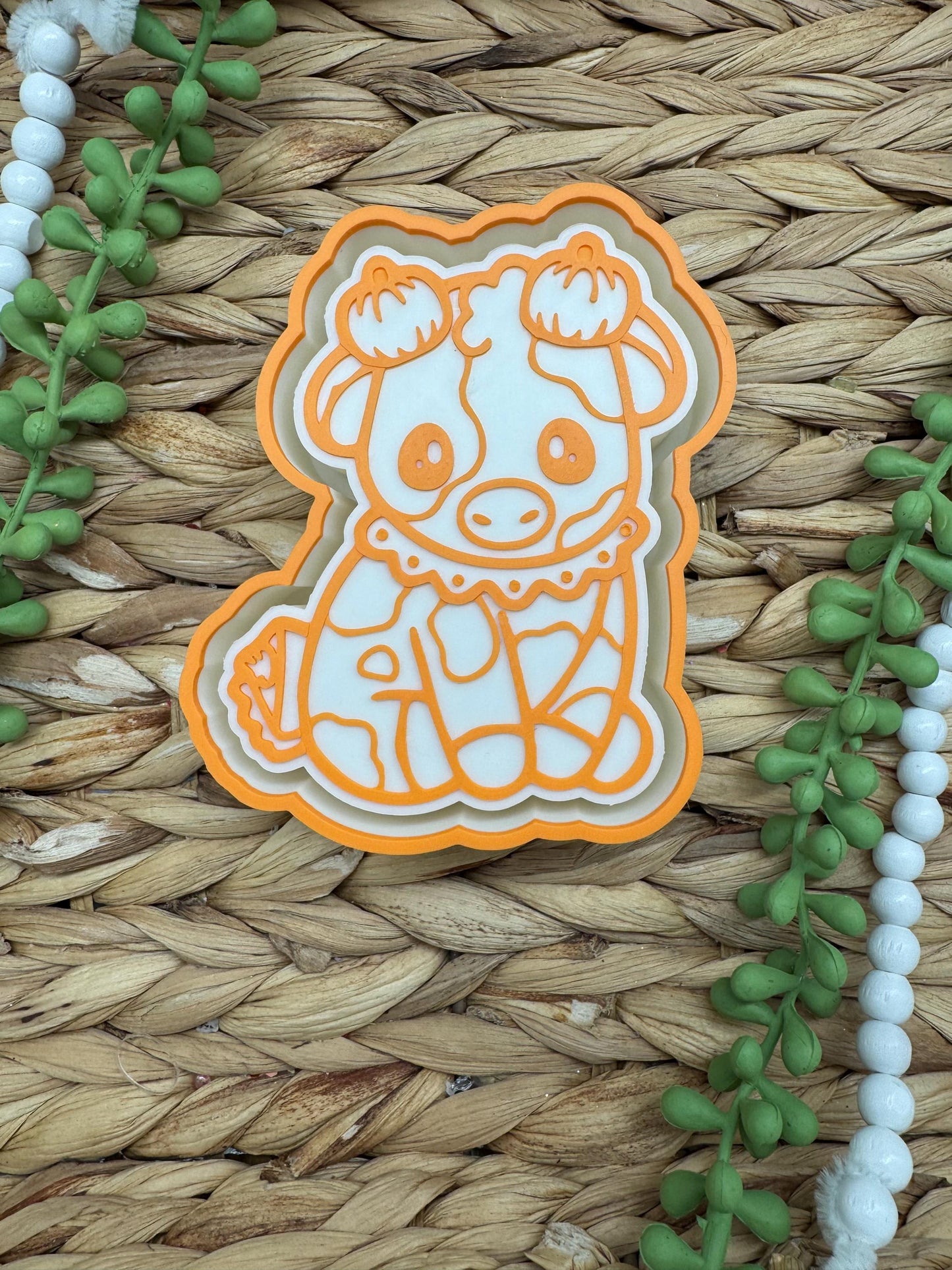 Pumpkin Pie Cow Freshie Mold, western freshie molds, pie freshie mold, fall freshie mold, food freshie mold, cute highland cow freshie mold