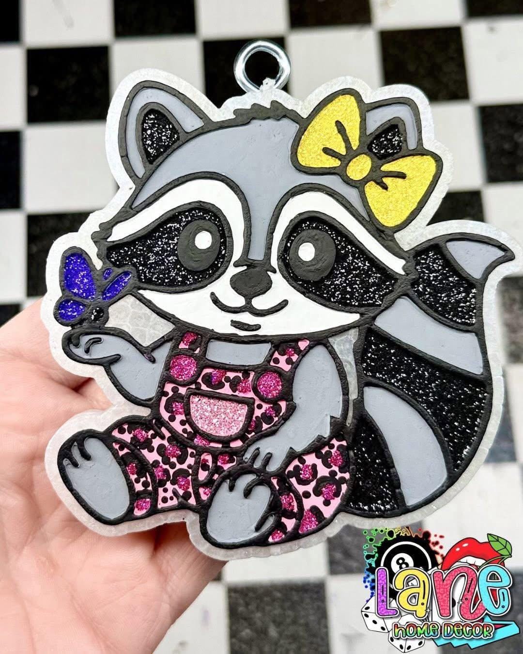 Raccoon Freshie Mold, Raccoon with butterfly freshie mold, summer freshie mold, animal freshie mold, raccoon soap mold, butterfly freshie