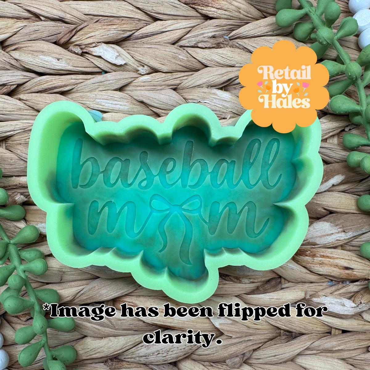 Baseball Mom Freshie Mold Baseball Bow Silicone Car Freshie Mold Sports Mom Gift Team Mom Wax Melt Soap Concrete Plaster Mold