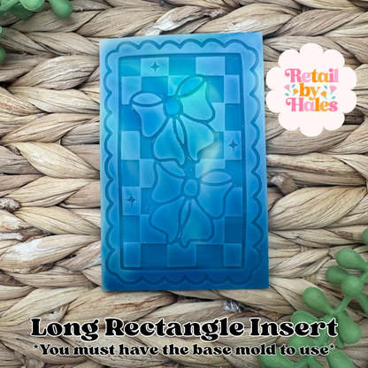 Bows with Checkerboard LONG RECTANGLE Insert Freshie Mold