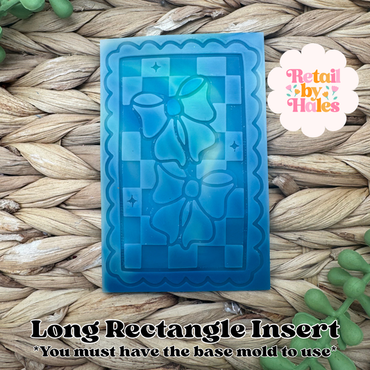 Bows with Checkerboard LONG RECTANGLE Insert Freshie Mold