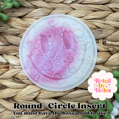 Teddy Bears and Hearts Round Insert for Circle Freshie Mold
