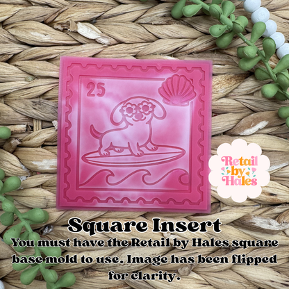Weinder Dog Surfing Stamp Square INSERT Freshie Mold