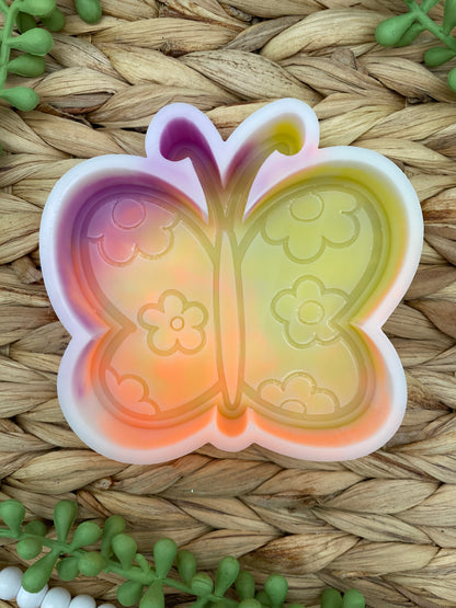 Floral Butterfly Freshie Mold, spring car freshie design oven safe silicone molds for wax melts mold for resin bath bomb silicone mold