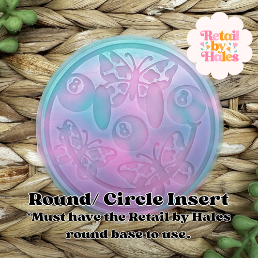 Cowprint Butterfly & 8 Ball Smile Round Insert for Circle Freshie Mold