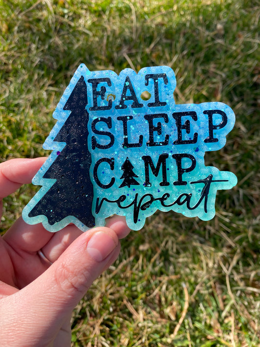 Eat Sleep Camp Repeat Camping Camper Campfire Freshie