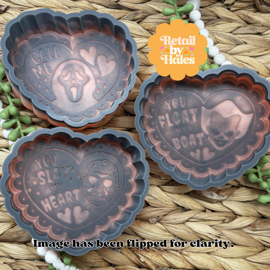 Horror Heart Set Freshie Mold, Halloween Freshie Mold, Fall Freshie Mold, Spooky Silicone Mold, Horror Movie Freshie Molds (Copy)