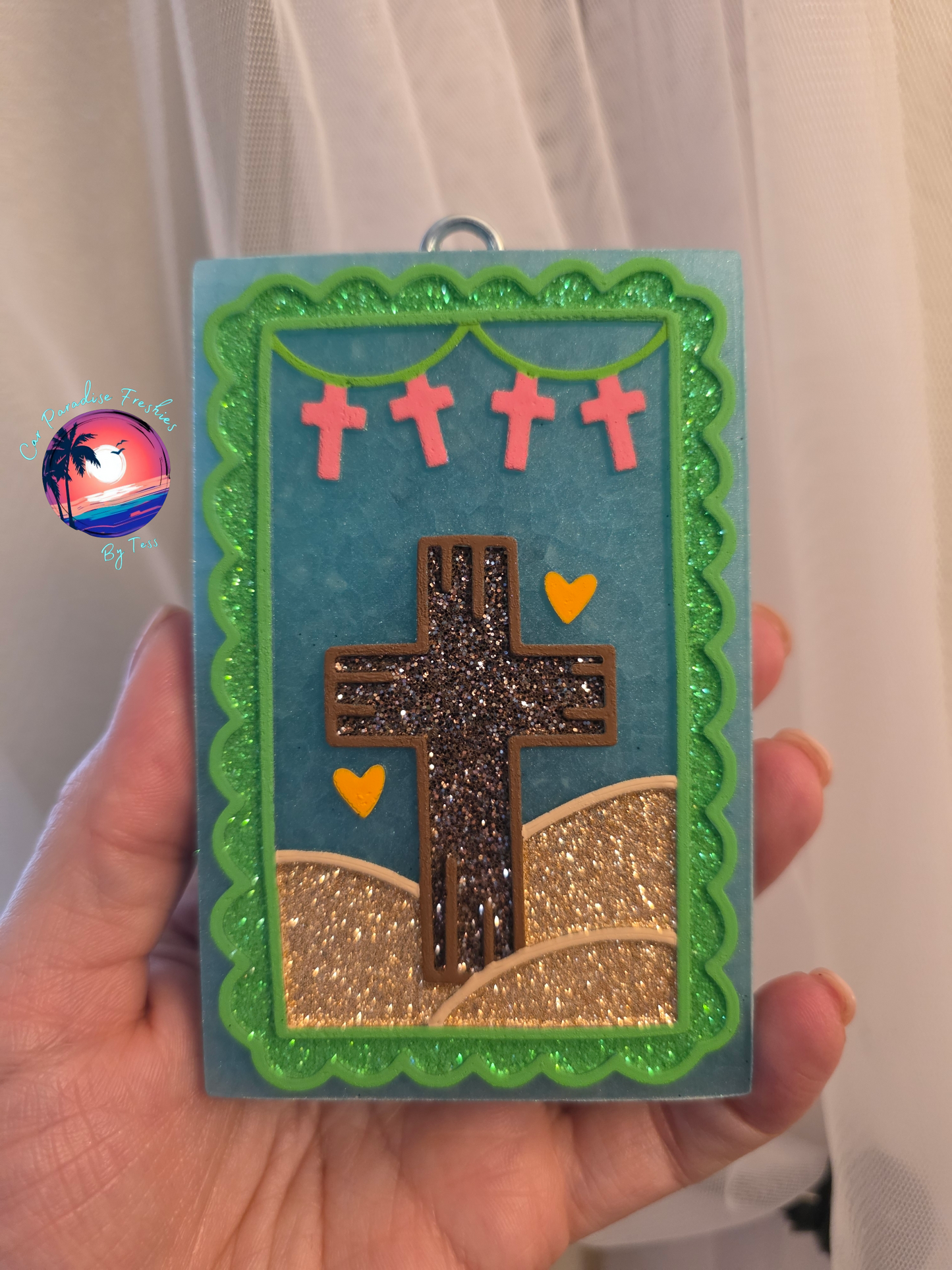 Cross on Hill LONG RECTANGLE Insert Freshie Mold