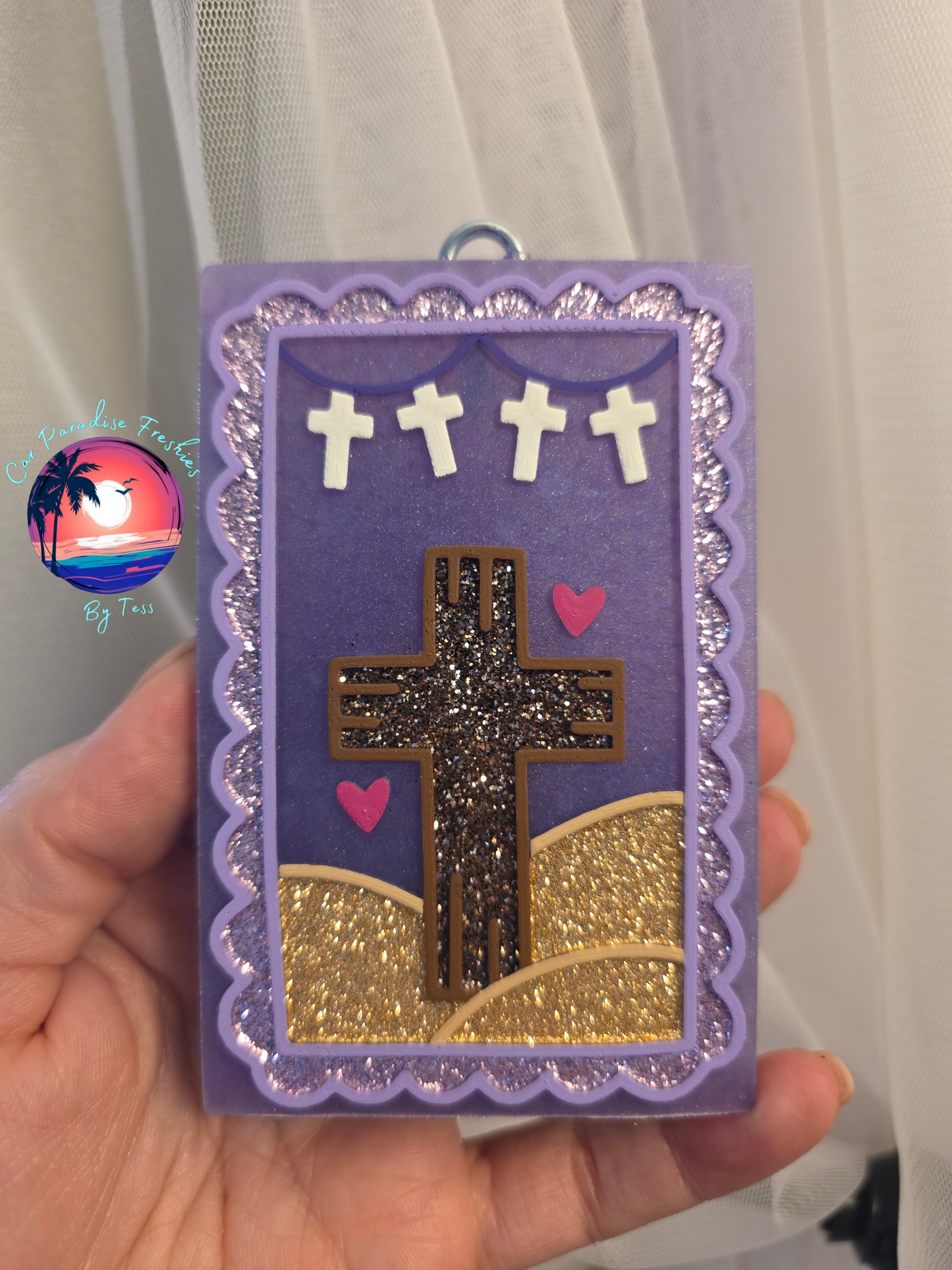 Cross on Hill LONG RECTANGLE Insert Freshie Mold