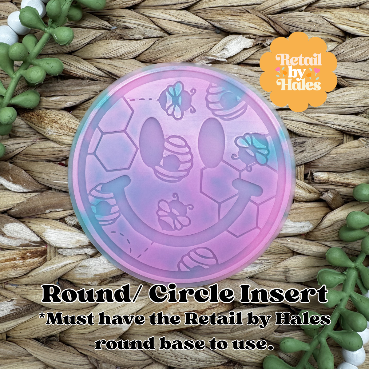 Bee & Honey Smile Round Insert for Circle Freshie Mold