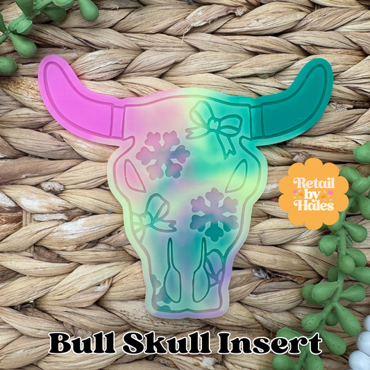 Winter Snowflakes and Bows Bull Skull INSERT Freshie Mold