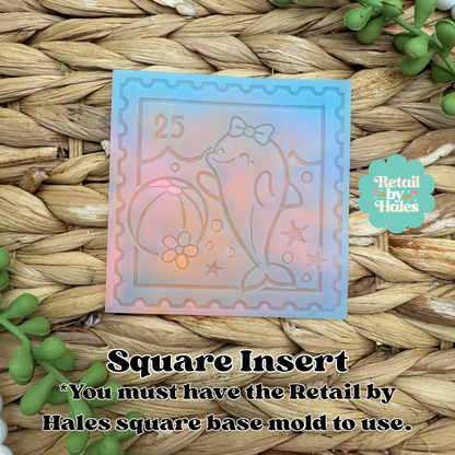 Dolphin Stamp Square INSERT Freshie Mold