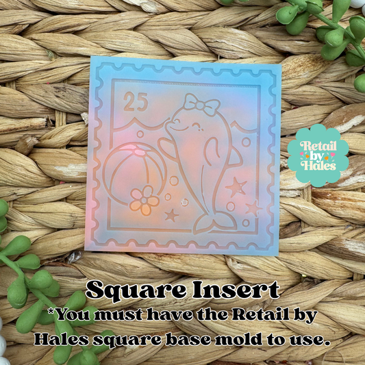 Dolphin Stamp Square INSERT Freshie Mold