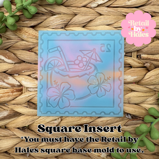 Coconut Drink Stamp Square INSERT Freshie Mold