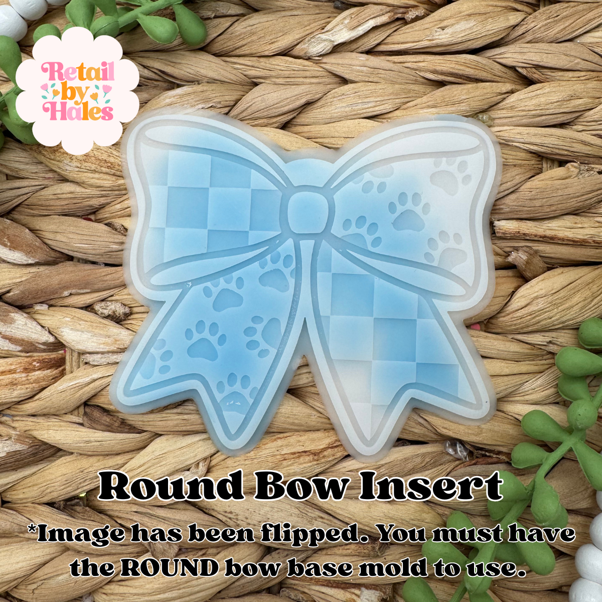 Paw Print Round Bow Insert Freshie Mold