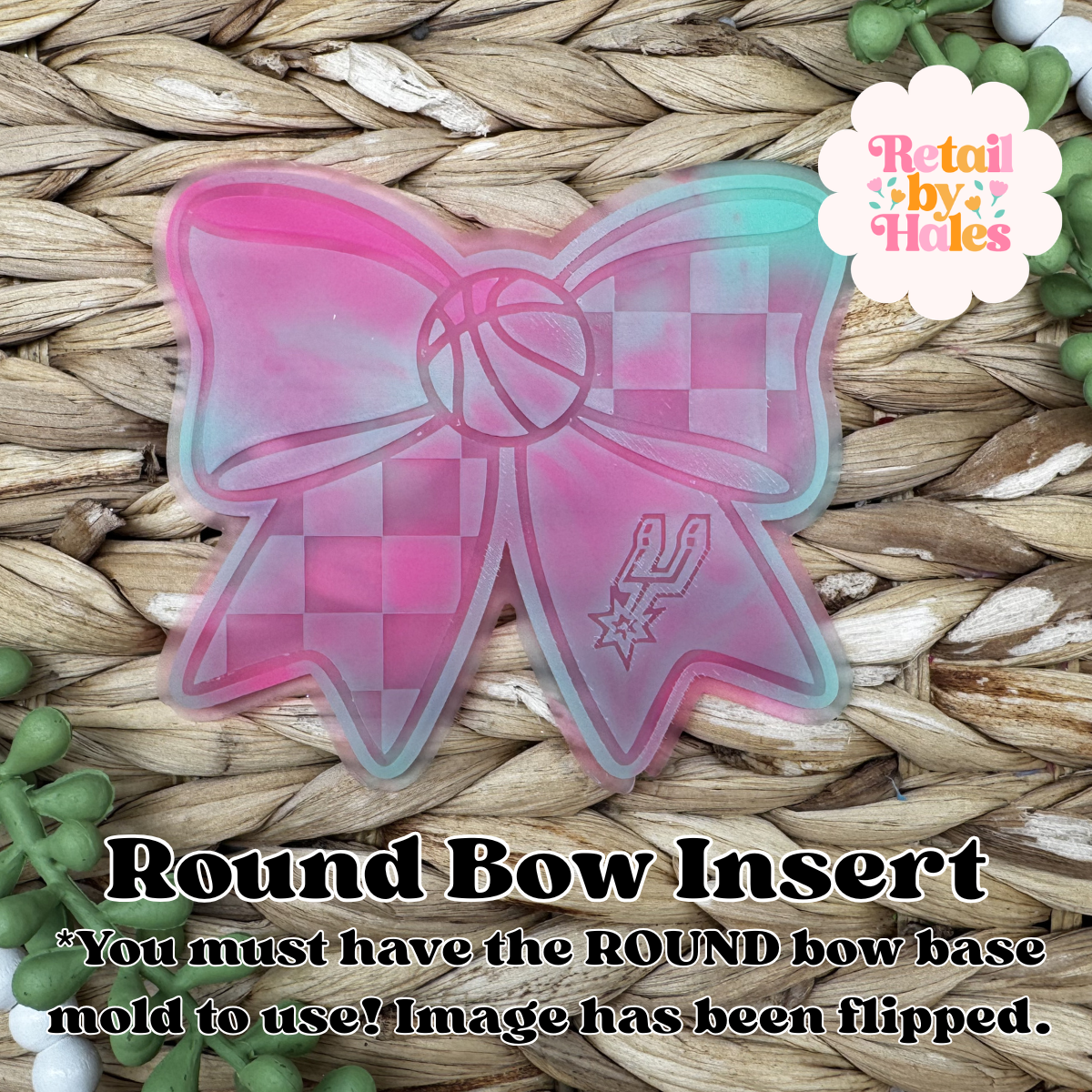 Spurs Basketball Bow Insert Freshie Mold
