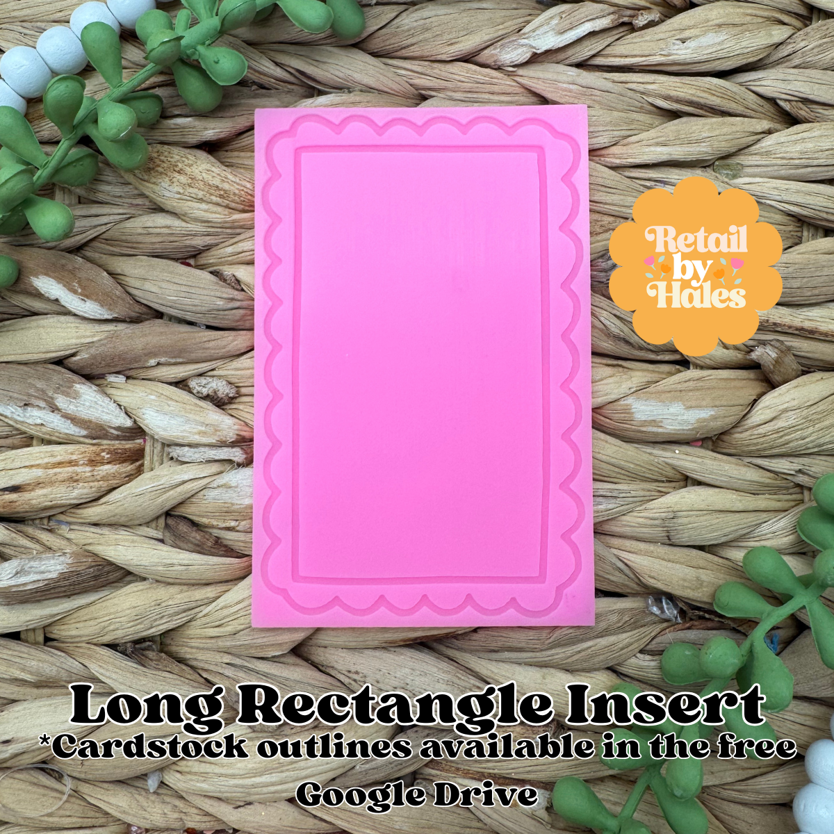 Blank for Cardstock LONG RECTANGLE Insert Freshie Mold