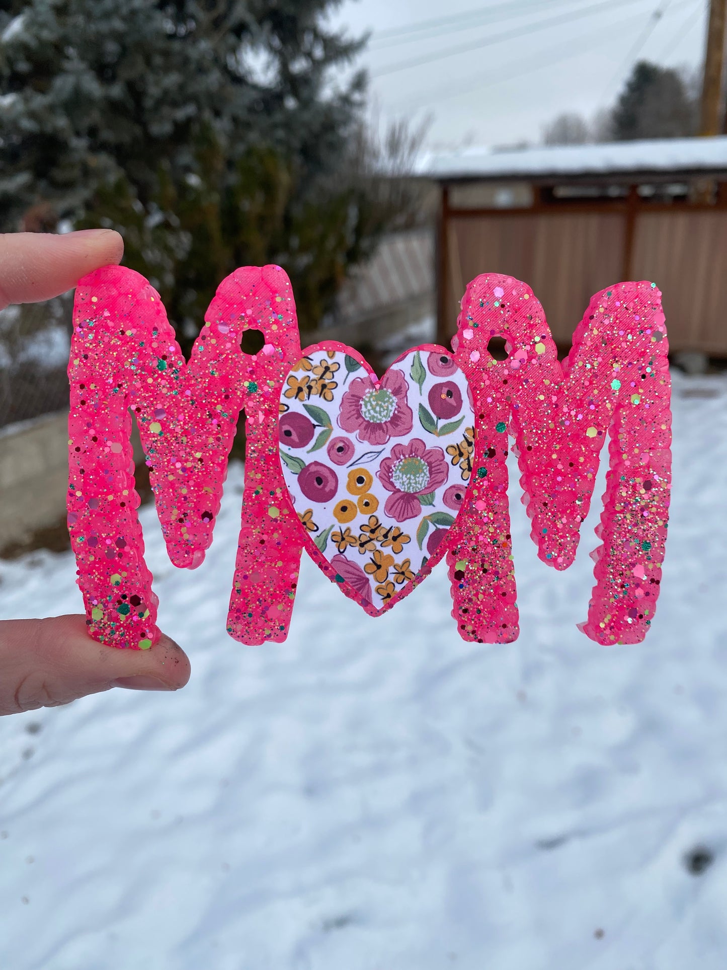 Mom Patterned Heart Freshie