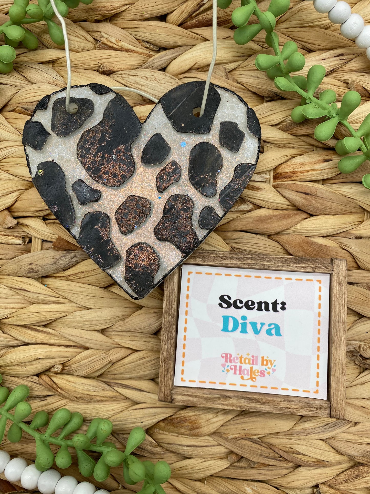 151- Cow Print Heart Western - Diva