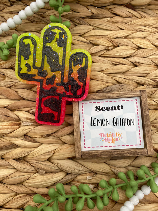 33- Cow Print Cactus - Lemon Chiffon - western