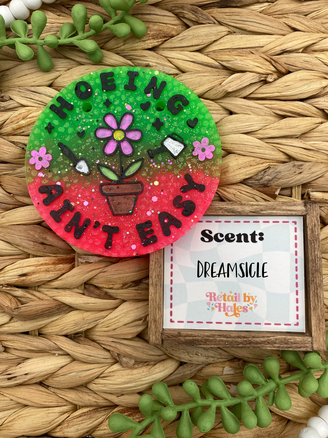 259- Hoeing Ain't Easy - Dreamsicle - summer, flowers, floral, spring, gardening