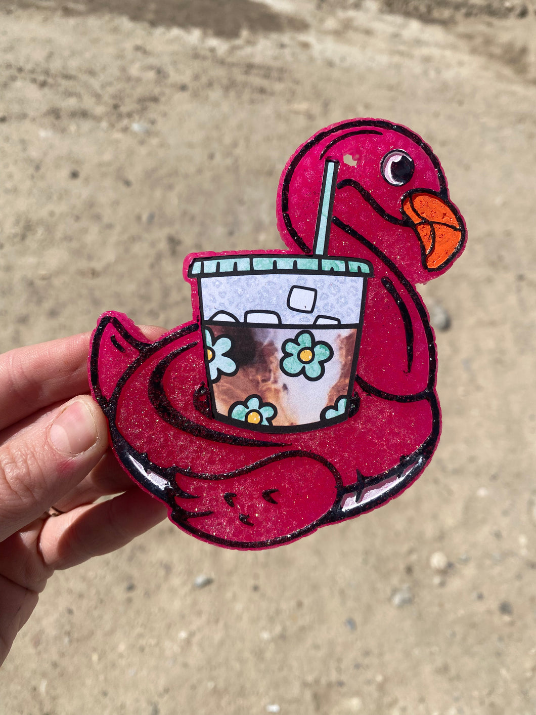 Flamingo Floaty with Iced Coffee Freshie