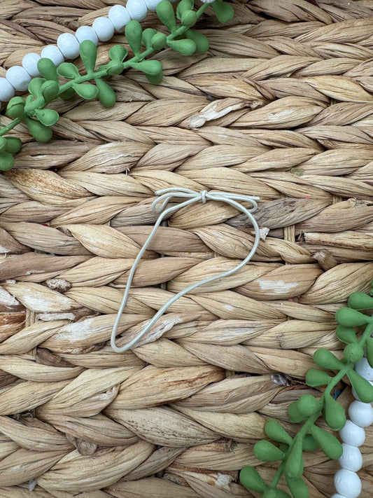 Elastic Cord- Pre-tied into a loop with bow, 8 inches, Pearl White, 50 ct