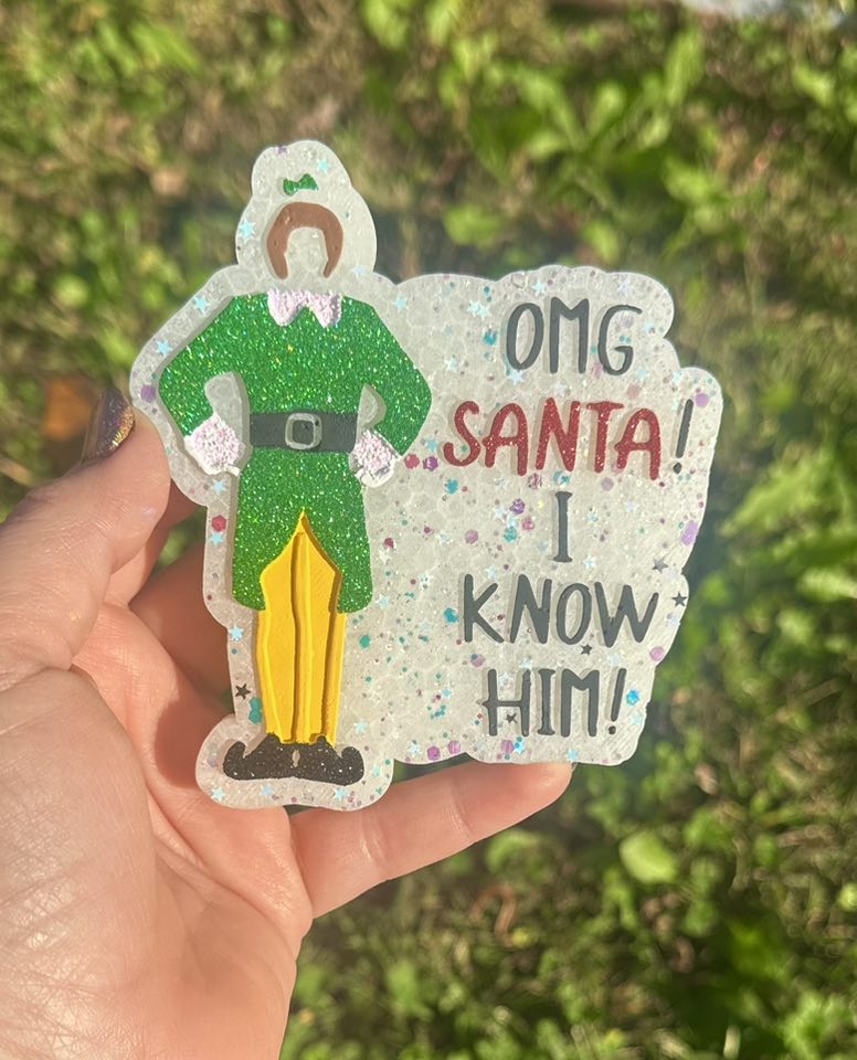 OMG Santa I Know Him Elf Freshie Mold, freshie making supplies, Christmas freshie mold, santa claus wax mold, Cute Santa soap mold (Copy)