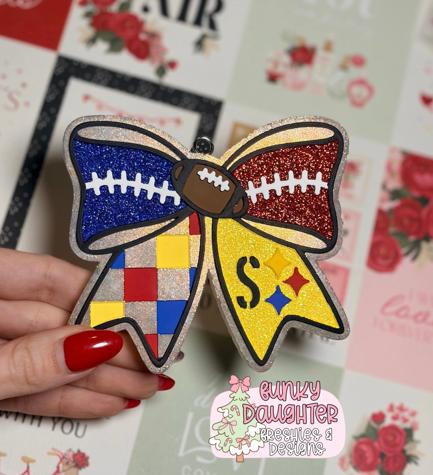 Steelers Pittsburgh Football Bow Insert Freshie Mold