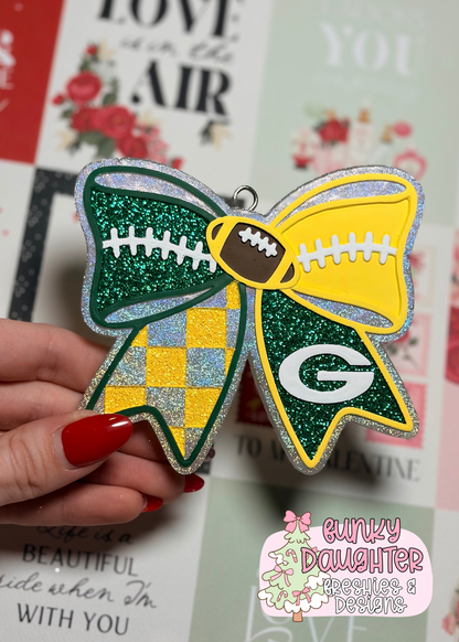 Georgia Bulldogs / Green B Packers Football Bow Insert Freshie Mold