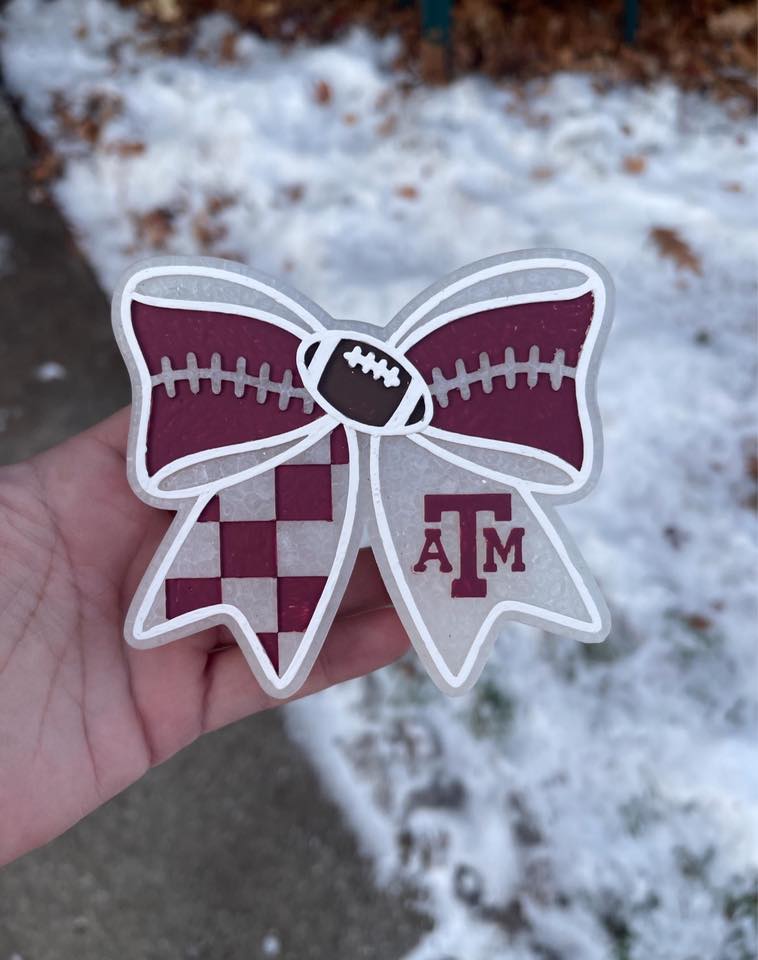 Texas ATM Football Bow Insert Freshie Mold