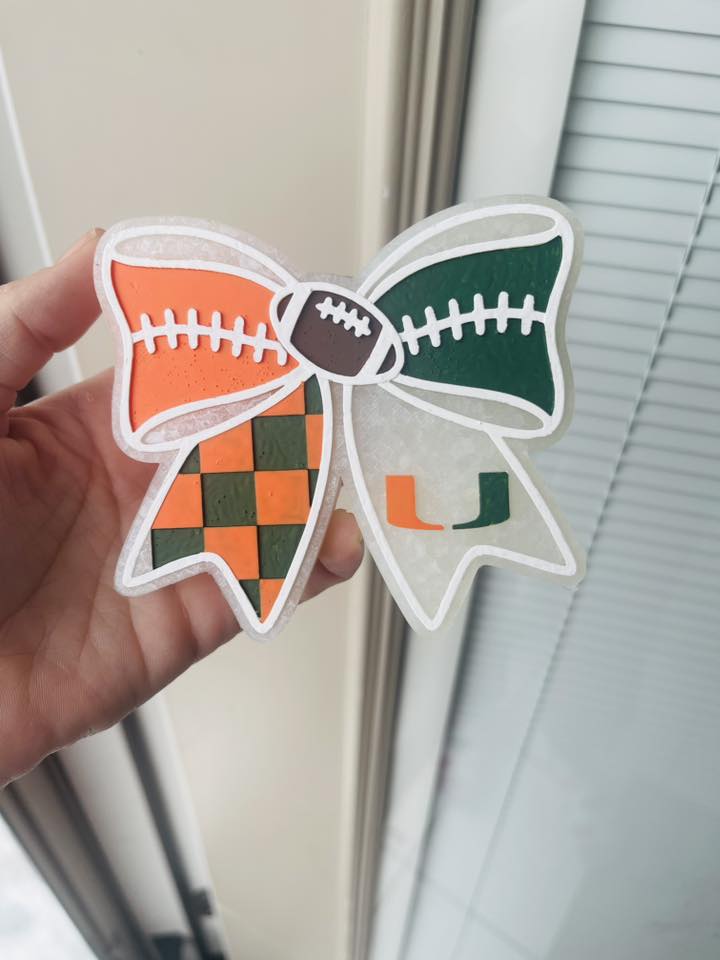Hurricanes Miami Florida Football Bow Insert Freshie Mold