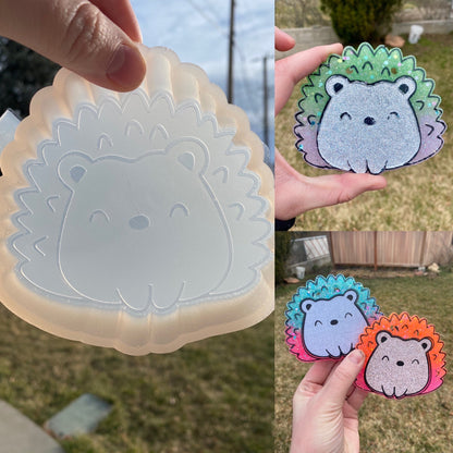 Hedgehog Freshie Silicone Mold, aroma bead molds, freshie making supplies, animal freshie mold, bestselling freshie molds, cardstock freshie
