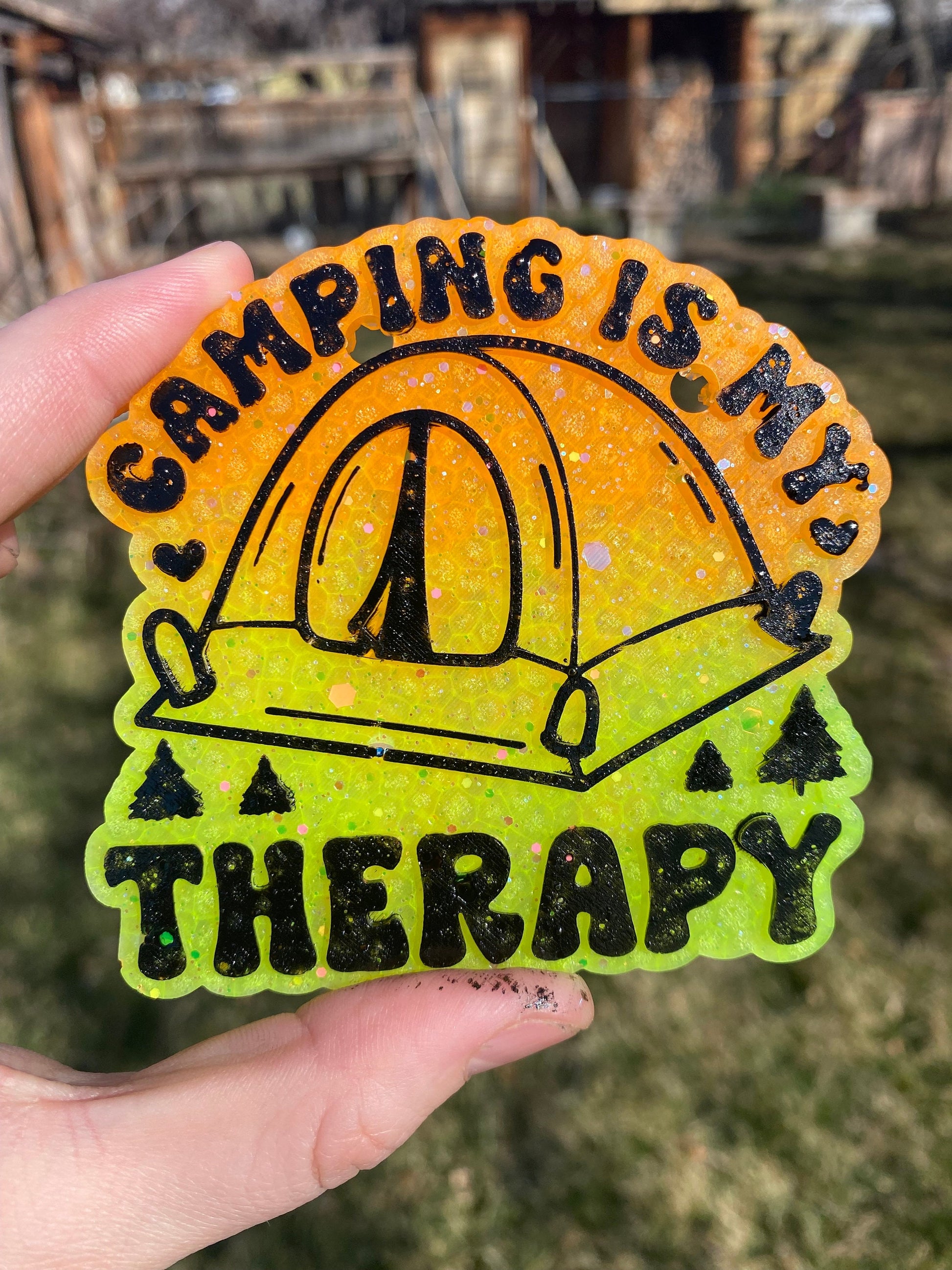 Camping is My Therapy Freshie Silicone Mold, freshie making supplies, popular freshie, best selling freshies, summer freshie ideas, outdoor