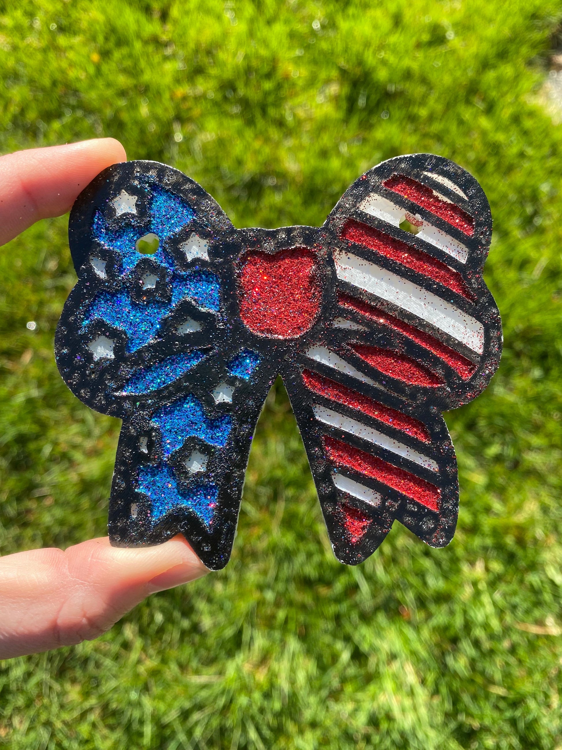 American Bow Freshie Silicone Mold, coquette bow molds, fourth of July freshie mold, USA bow car freshener, stars and stripes freshie mold,
