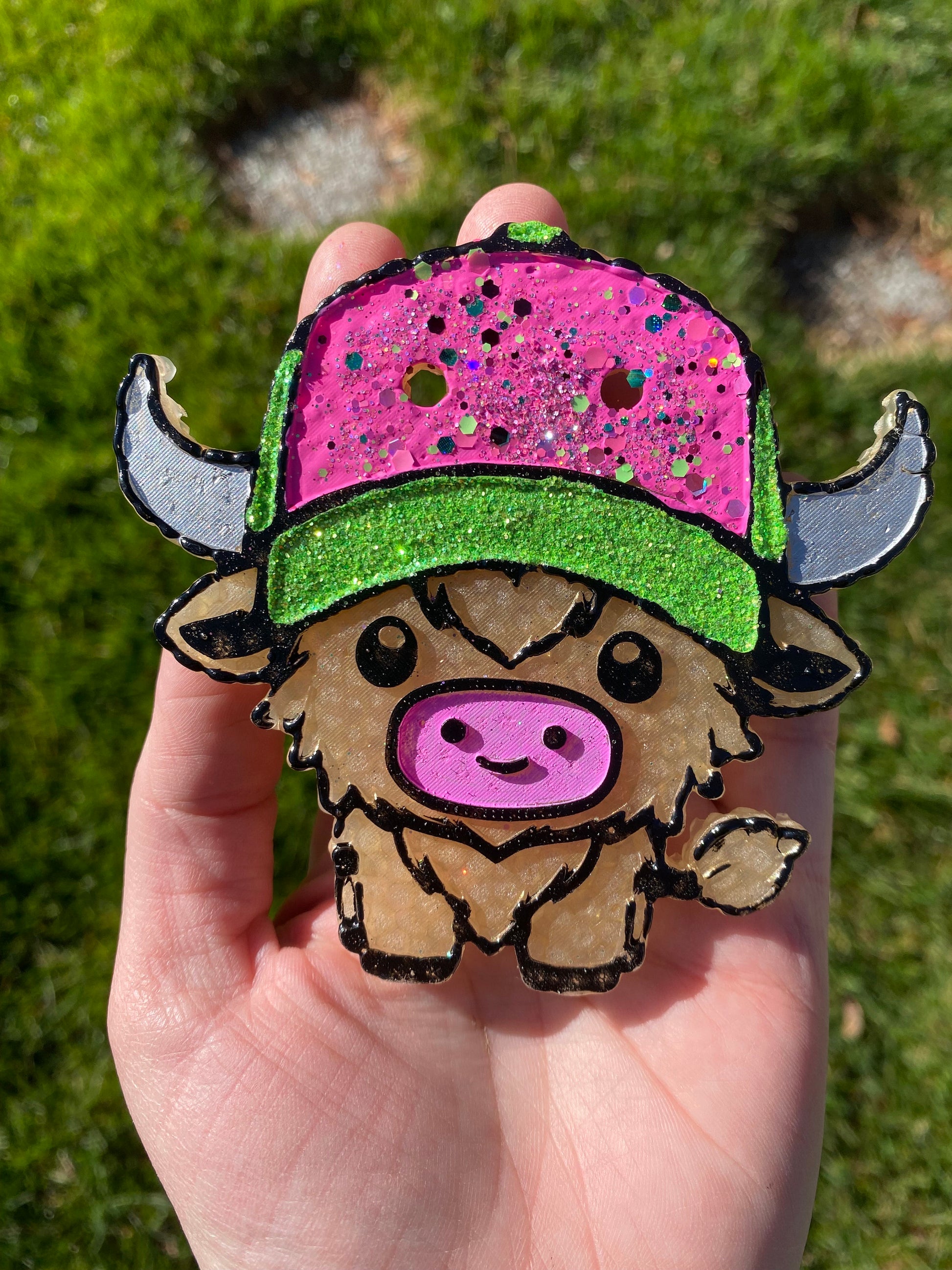 Highland Cow with Baseball Cap Freshie Mold, cardstock silicone molds, freshie molds for men, western freshie molds, ball cap freshie mold