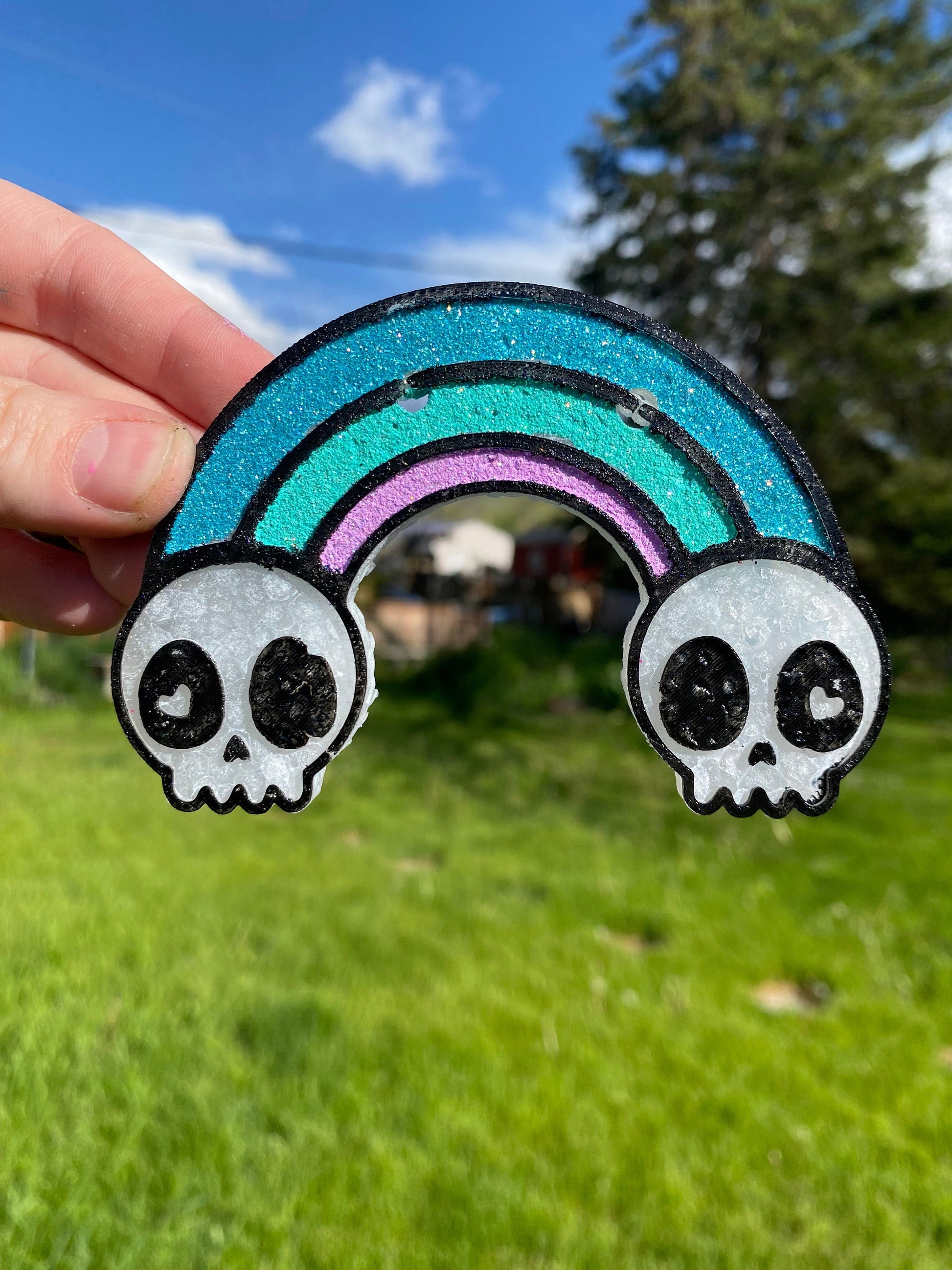 Skull Rainbow Mold, Cute Halloween Freshie Mold, Popular Halloween Freshie Mold, Skull Silicone Mold, Boho Halloween Freshie Mold