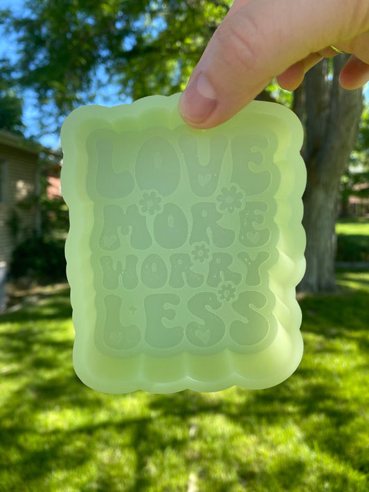 Love More Worry Less Mold, Mental Health Freshie Mold, Depression Freshie Mold, Uplifting Freshie Mold, Mental Health Awareness Silicone