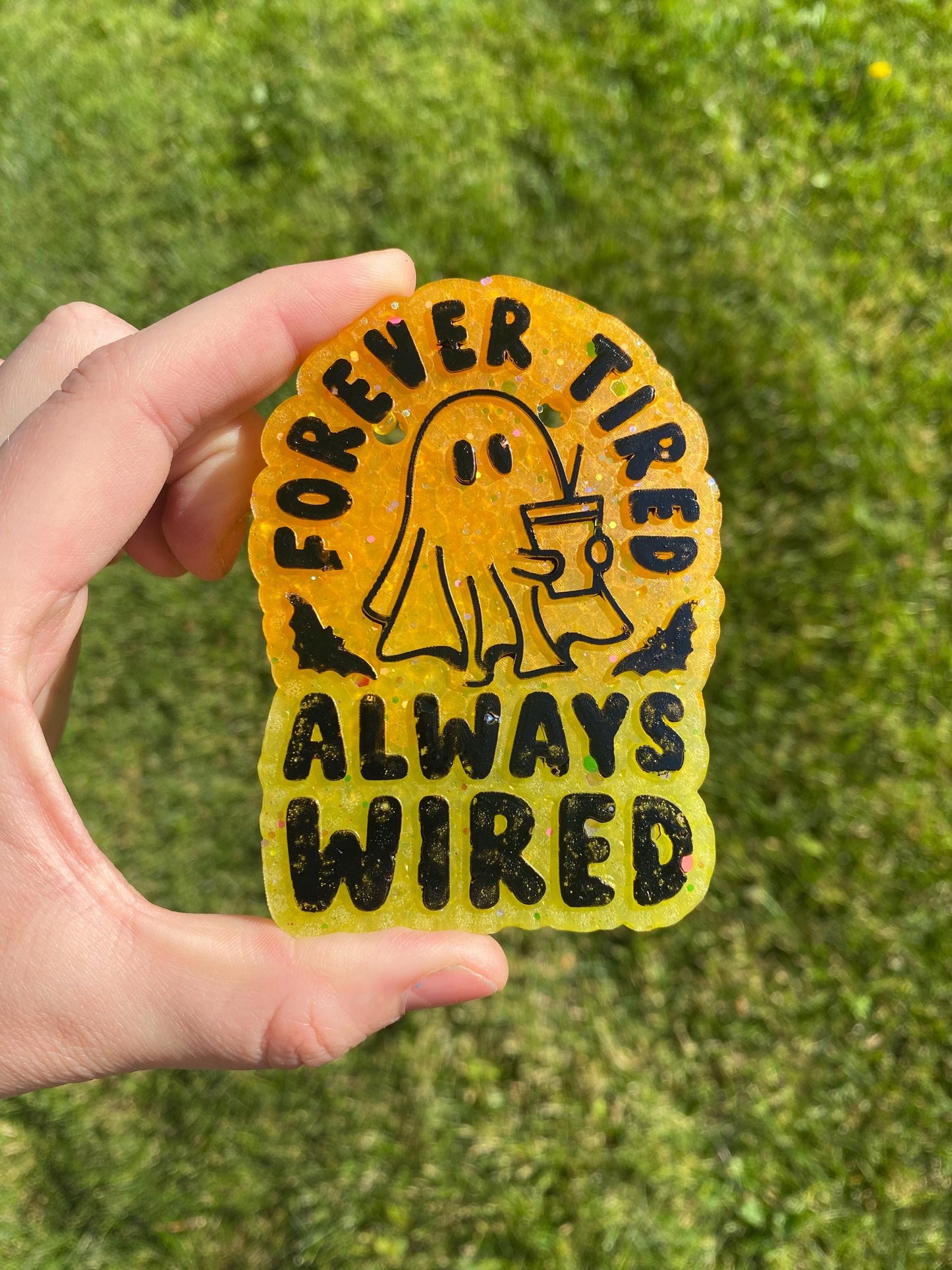 Forever Tired Always Wired Ghost Mold, Halloween Freshie Mold, Fall Coffee Freshie Mold, Ghost Silicone Mold, Coffee Shop Freshie Mold