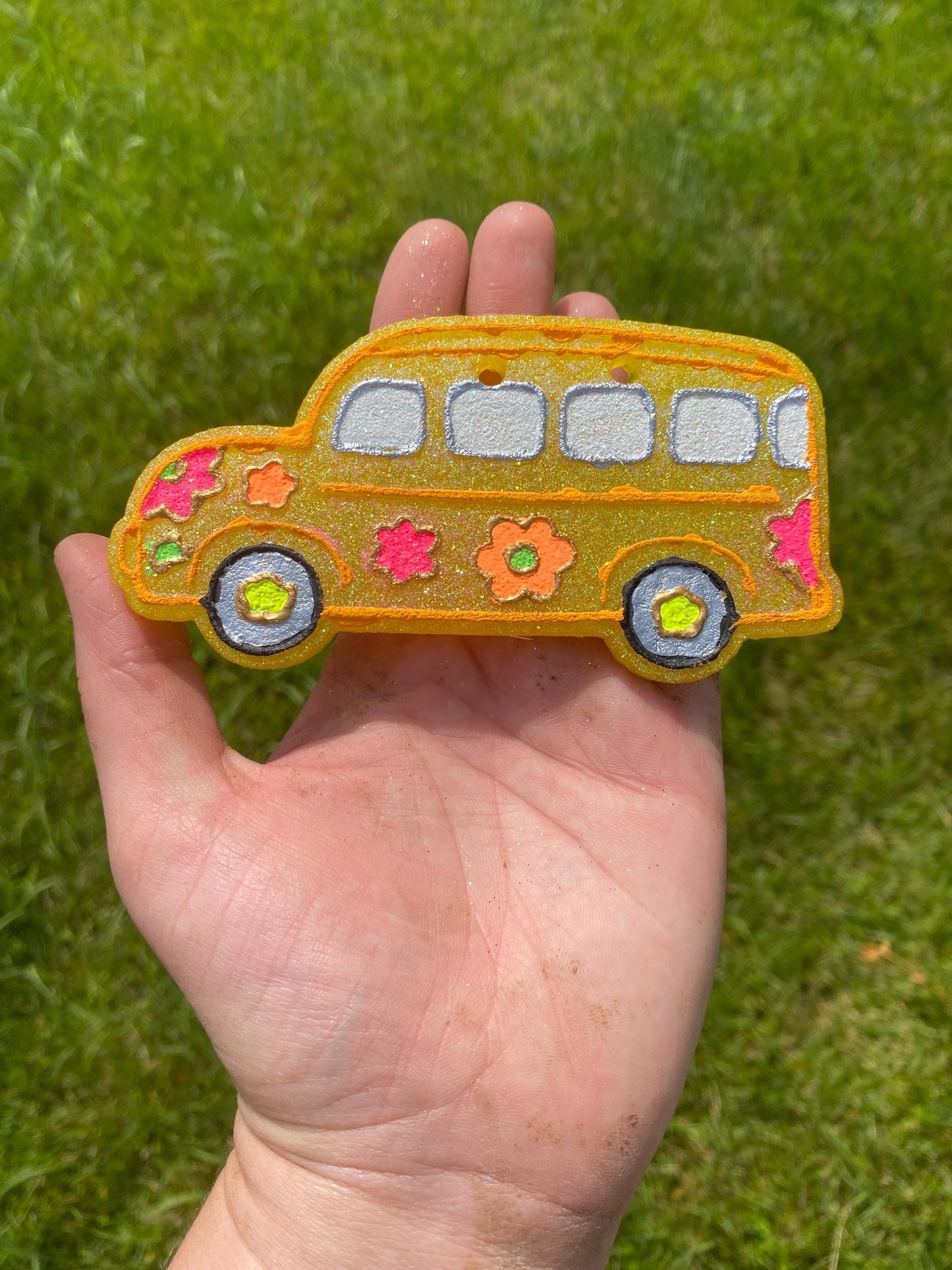 School Bus Freshie Mold, freshie making supplies, teacher freshie ideas, cute teacher mold, flower bus mold, bus driver freshie mold