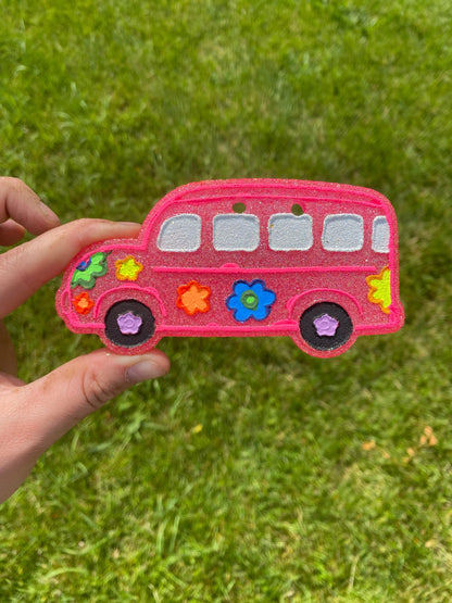 School Bus Freshie Mold, freshie making supplies, teacher freshie ideas, cute teacher mold, flower bus mold, bus driver freshie mold