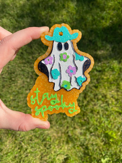 Stay Spooky Ghost Mold, Halloween Freshie Mold, Fall Freshie Mold, Ghost Silicone Mold, Western Halloween Molds, Floral Ghost Mold