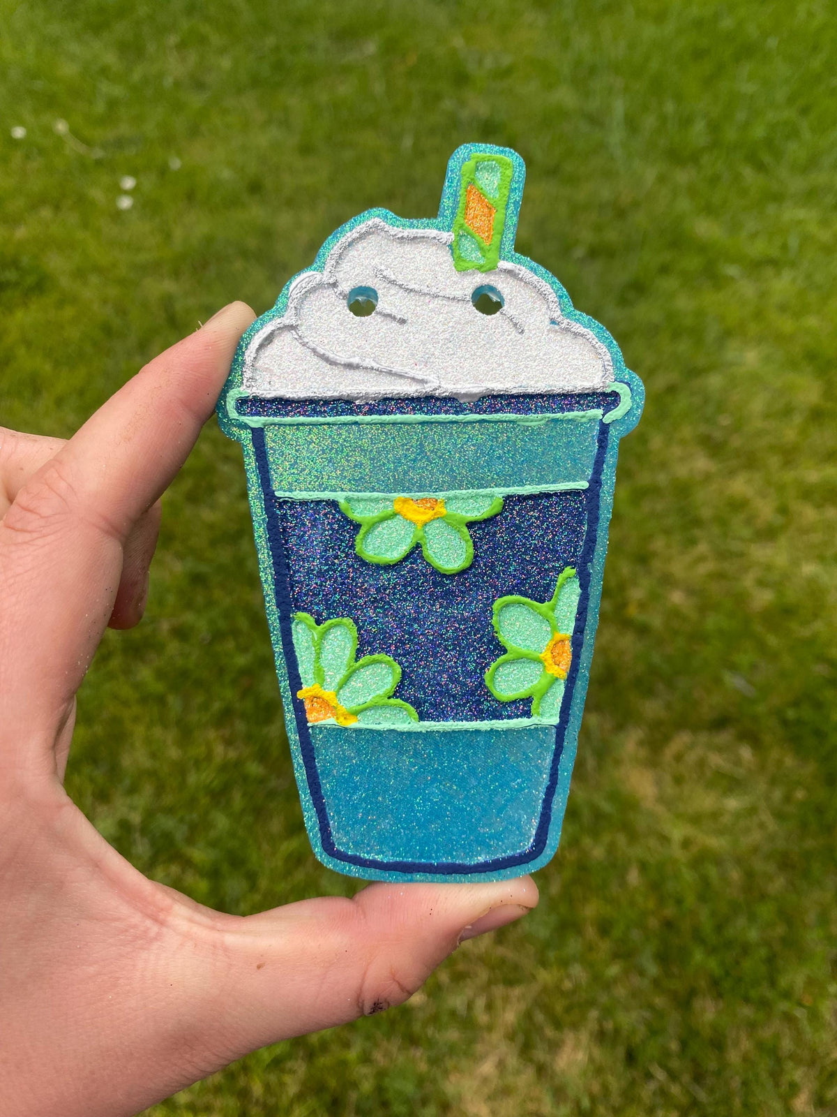 Daisy Latte Freshie Mold, bestselling freshie molds, heat safe silicone, coffee queen, coffee shop freshie, coffee cup mold, cold drink cup